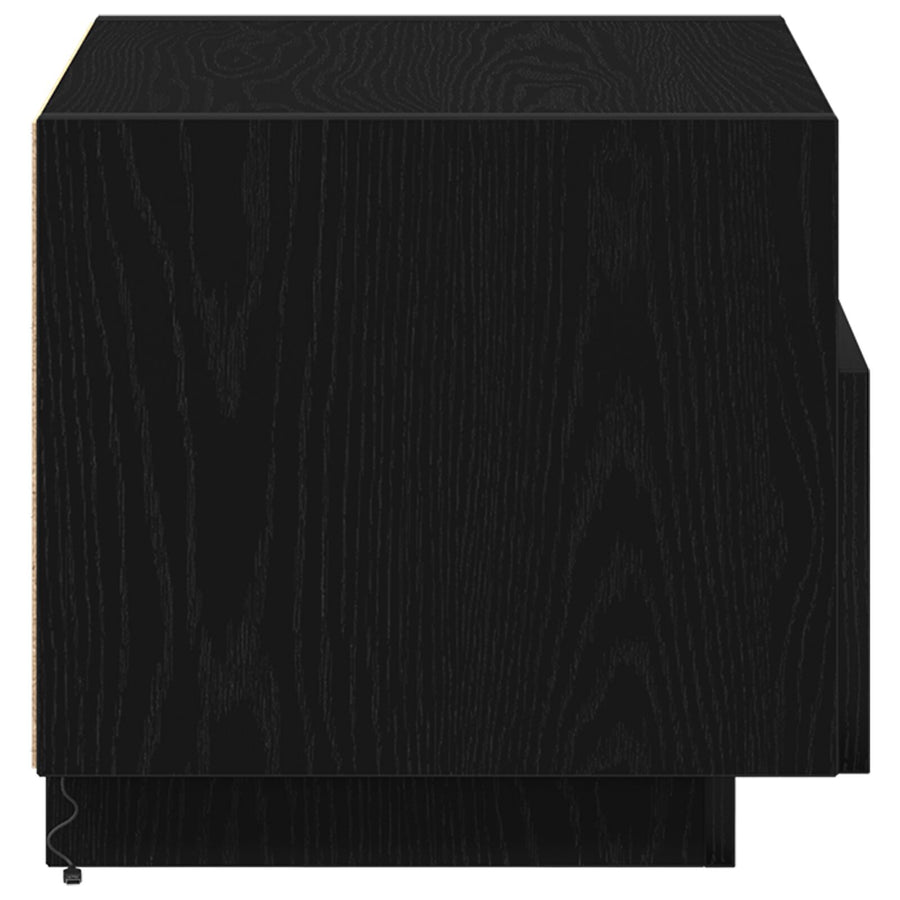 Nachttafels Met Led-Lampen 2 Stuks 40X39X37 Cm Zwart eiken