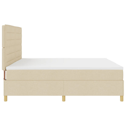 Boxspringbed Met Matras Crème 200X200 Cm Stof Blauw