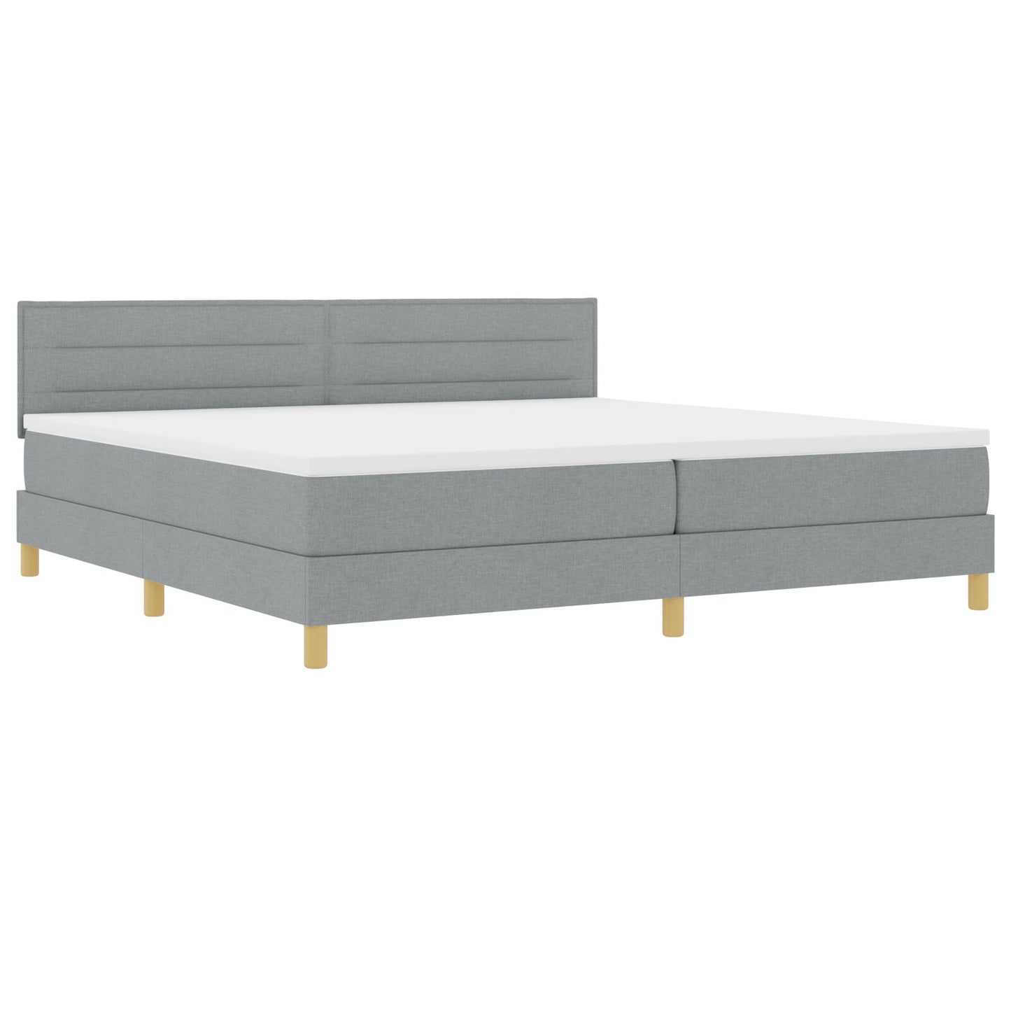 Boxspringbed Met Matras Stof Lichtgrijs 200 x 200 cm Lijnen ontwerp