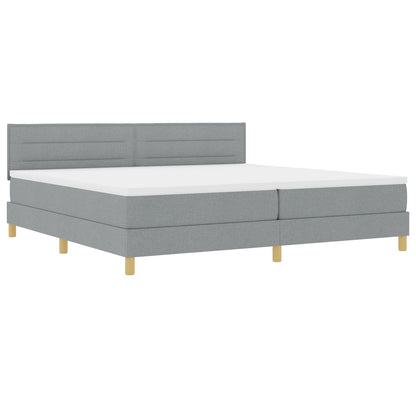 Boxspringbed Met Matras Stof Lichtgrijs 200 x 200 cm Lijnen ontwerp