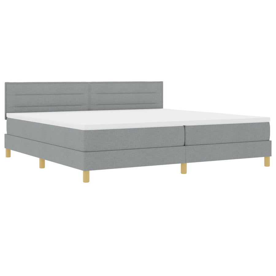 Boxspringbed Met Matras Stof Lichtgrijs 200 x 200 cm Lijnen ontwerp
