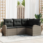 Loungeset poly rattan grijs 4 personen