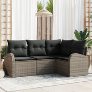 Loungeset poly rattan grijs 4 personen