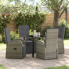 5-Delige Tuin Eetset Met Kussens Grijs Poly Rattan