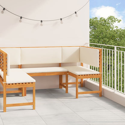 3-Delige Tuinbankset Met Kussens Van Massief Acaciahout Crème wit 2x bank + 1x stoel
