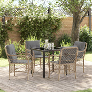 Tuinstoelenset poly rattan beige 4 personen