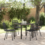 Garden dining set 5 pcs Black Powder-coated steel