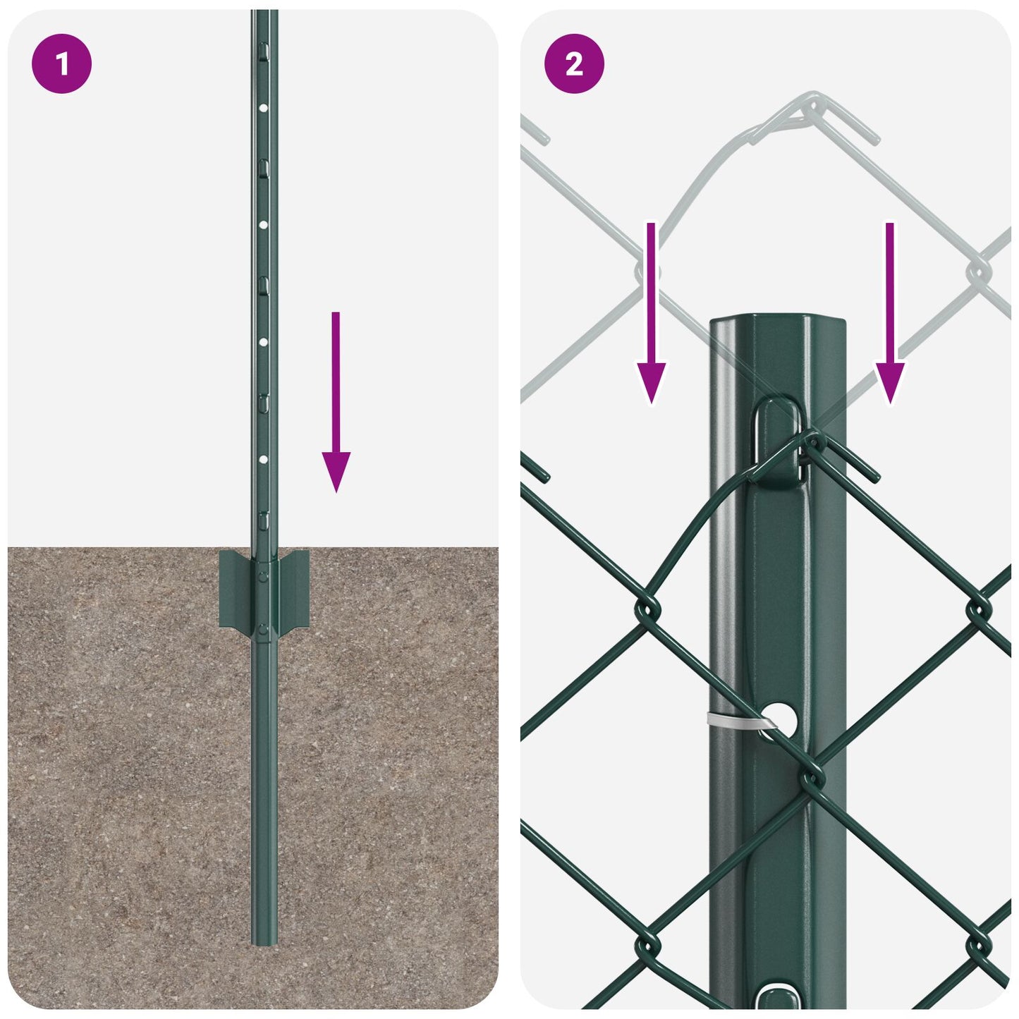 Kettenschuifhek Met 10 U Posts Groen 0.8X10 M Staal