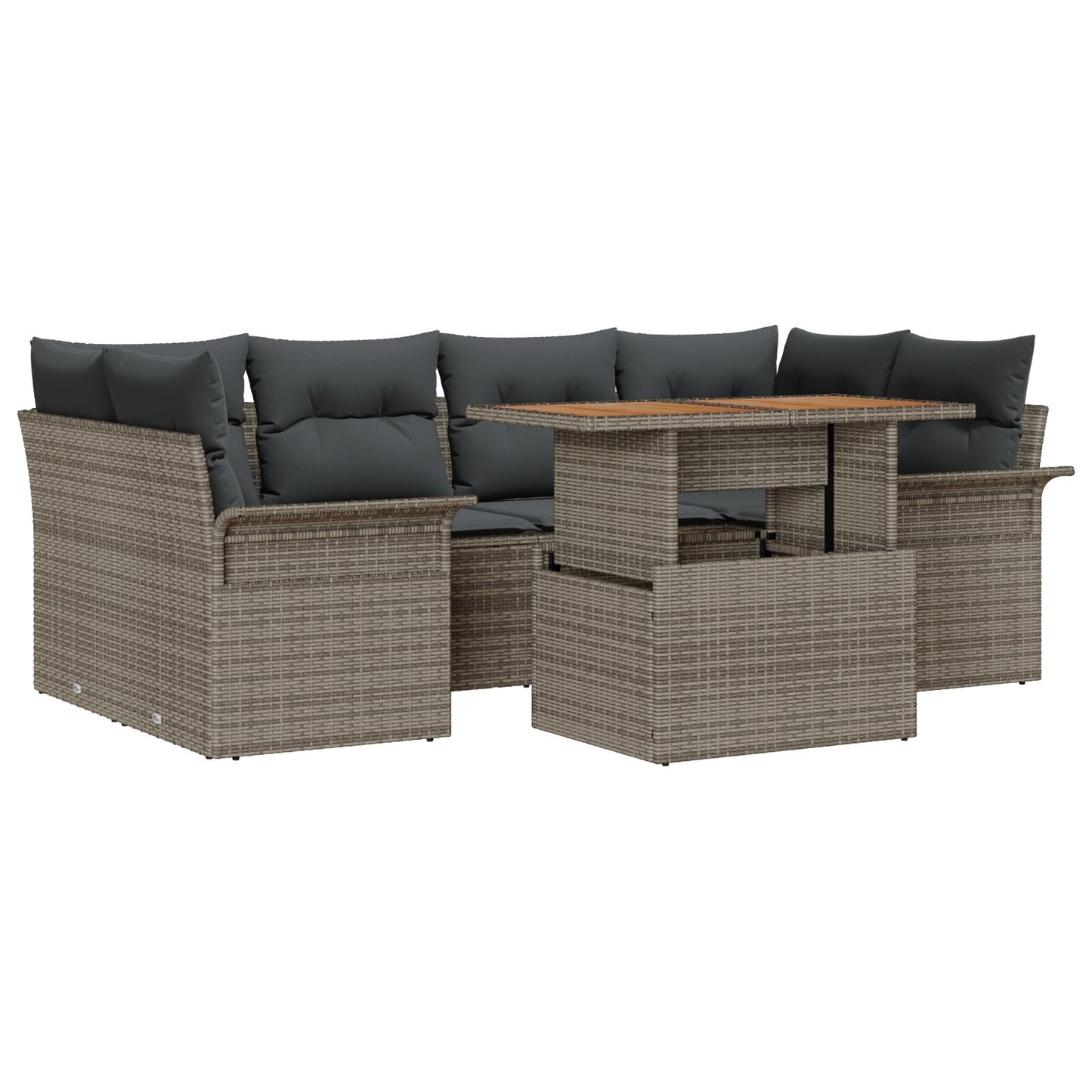 Tuin Sofa Set Set Van 7 Grijs Rattan Tuin Sofa Set Rechthoekig
