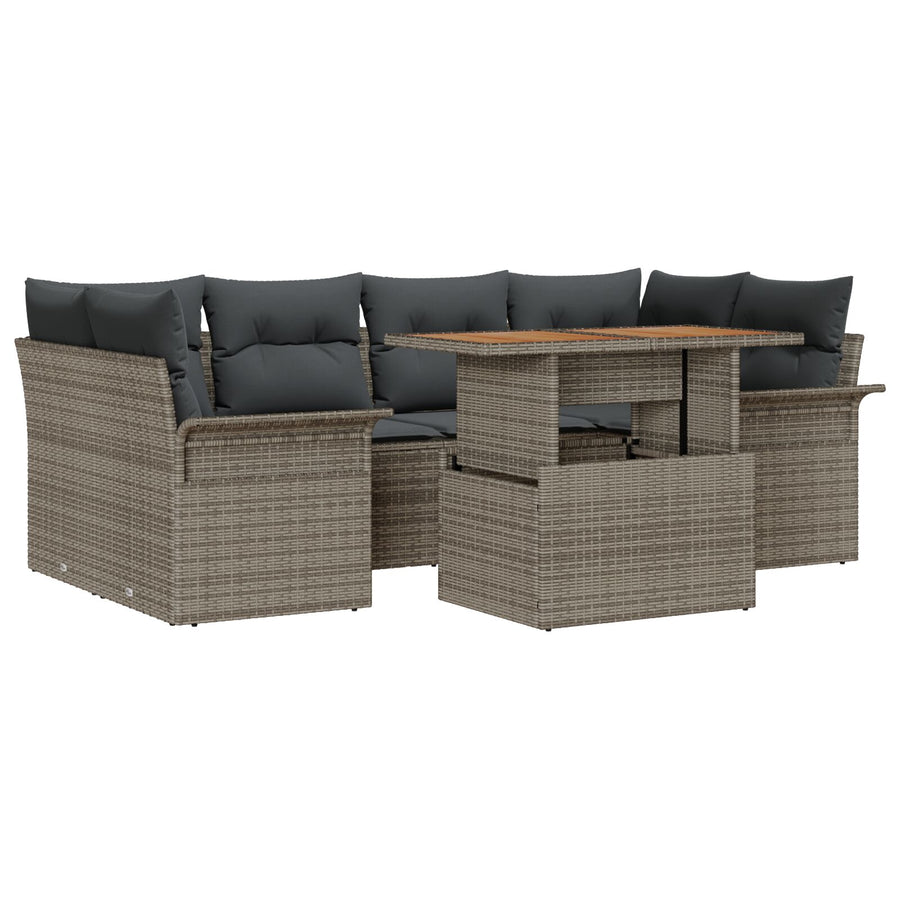 Tuin Sofa Set Set Van 7 Grijs Rattan Tuin Sofa Set Rechthoekig