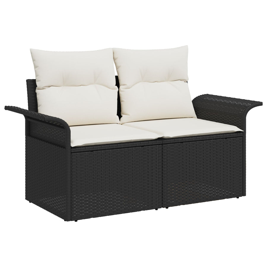 8-Delige Tuin Sofa Set Met Kussens Zwart Poly Rattan