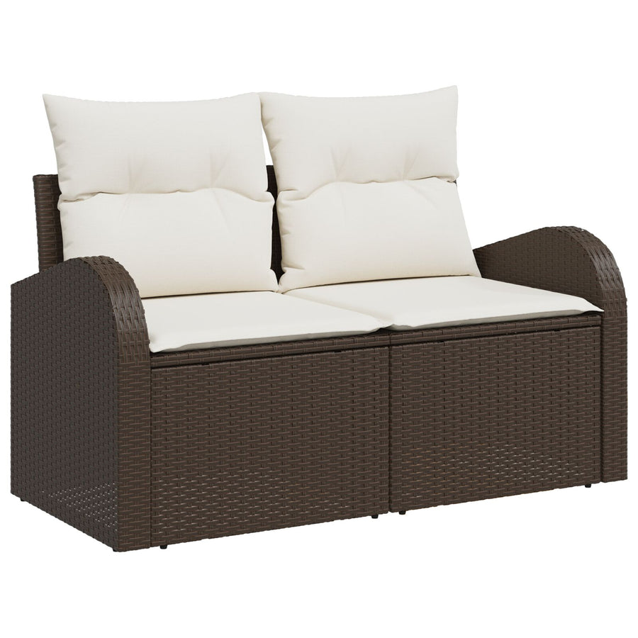 5-Delige Tuinsofa Set Met Kussens Grijs Poly Rattan