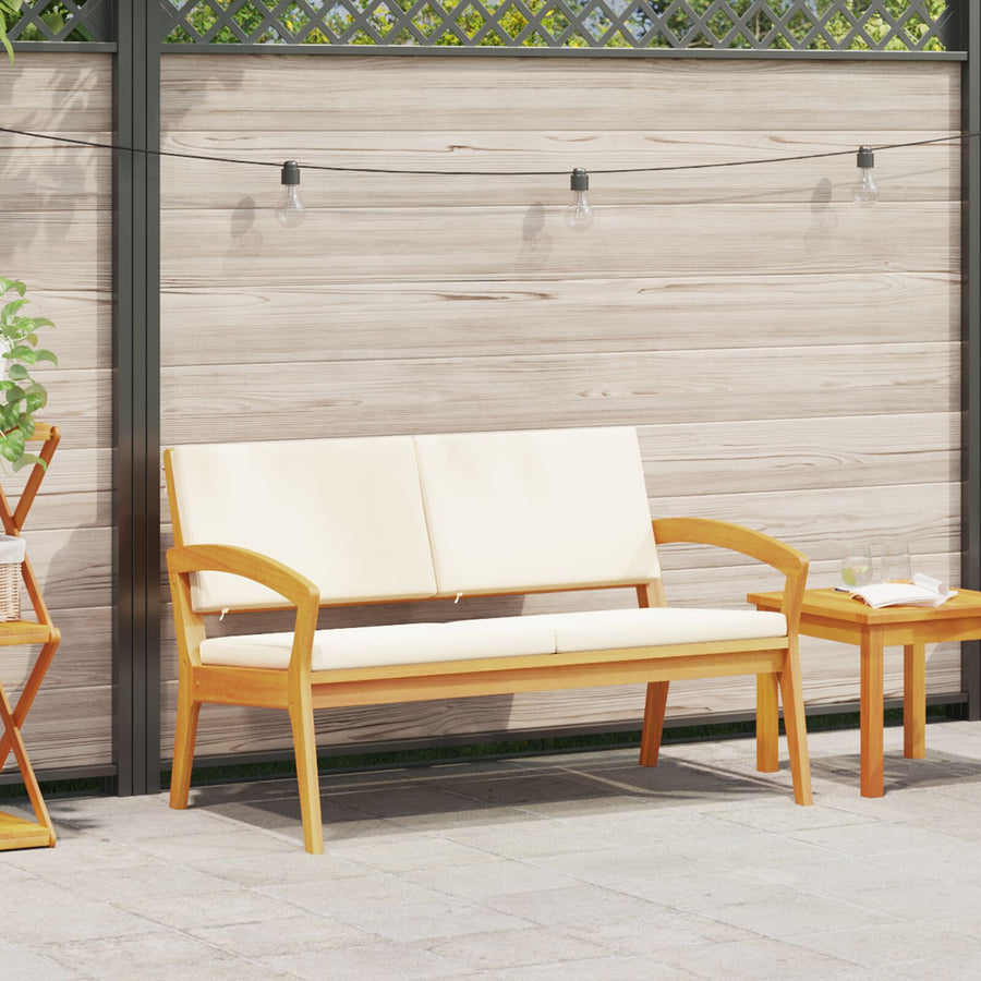 Tuin Met Kussens 115X70X72 Cm Massief Acaciahout Crème wit Bank