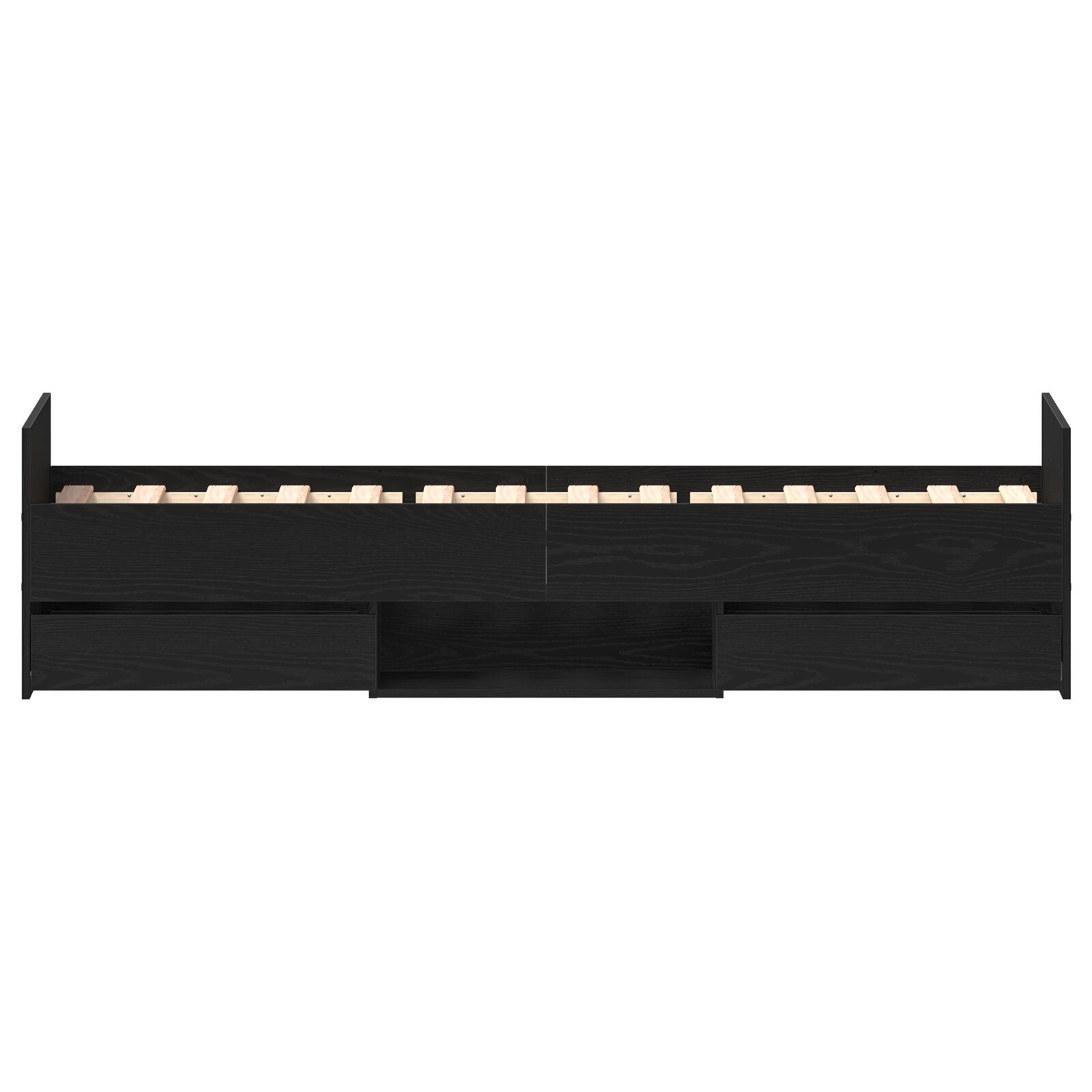 Bedframe Zonder Matras Zwart Eiken 75X190 Cm Bewerkt Hout