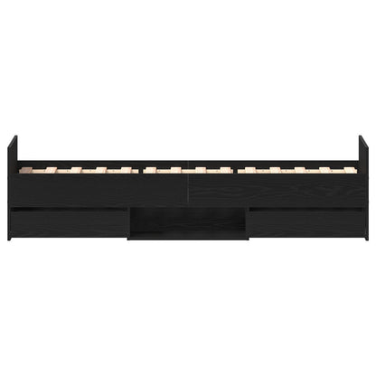 Bedframe Zonder Matras Zwart Eiken 75X190 Cm Bewerkt Hout