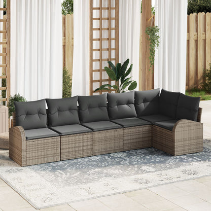 6-Delige Tuin Sofa Set Met Kussens Poly Rattan Grijs zonder tafel