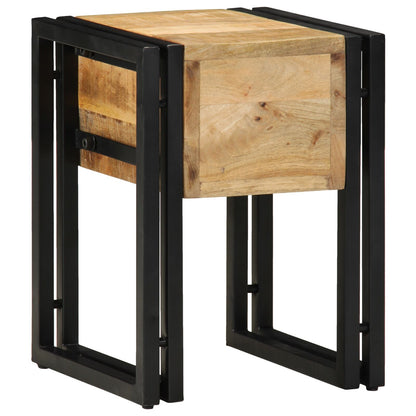 Bijzettafel Met Lade Zwart Massief Mangohout 30 x 30 x 40 cm Massief ruw mangohout