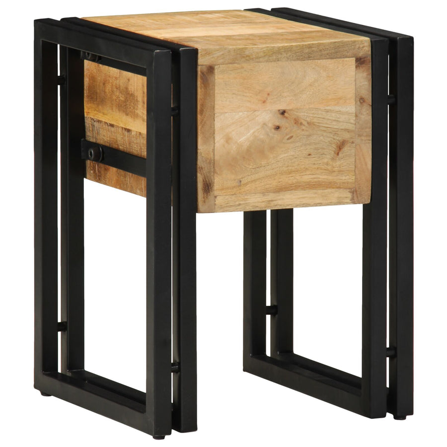 Bijzettafel Met Lade Zwart Massief Mangohout 30 x 30 x 40 cm Massief ruw mangohout