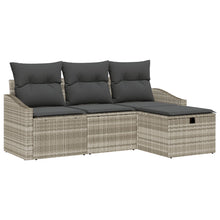 4-Delige Tuin Sofa Set Met Kussens Lichtgrijs Poly Riet Wit