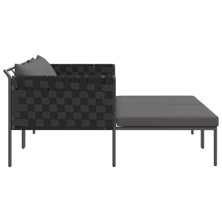 Zonnebed Met Kussens Voor 2 Personen Antraciet 115X153X69,5 Cm Staal Donkergrijs