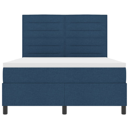 Boxspringbed Met Matras Stof Blauw 140 x 190 cm Lijnen ontwerp