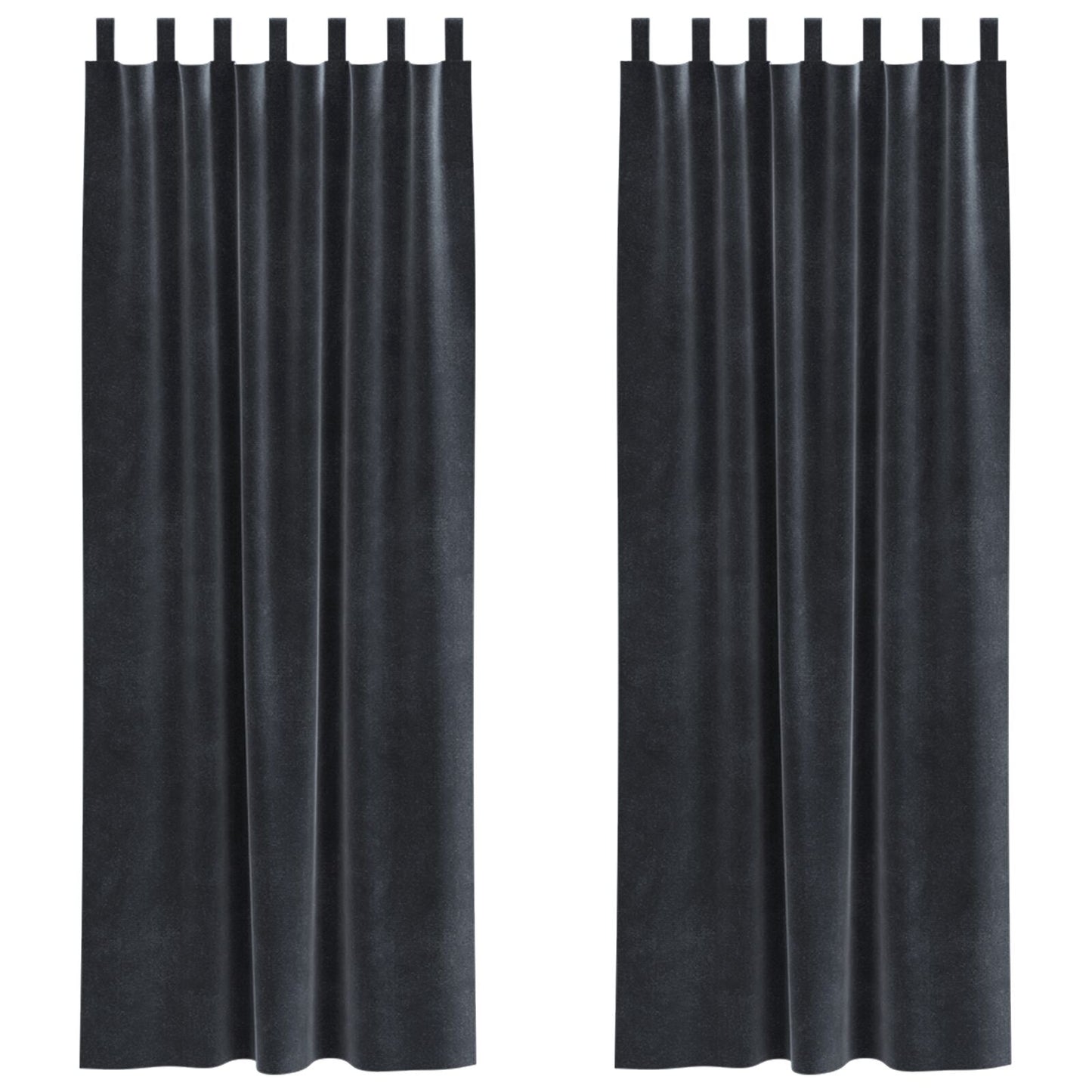 Zwart-Out Gordijnen 2 Stuks Fluweel Donkergrijs 140 x 225 cm met ophanglussen