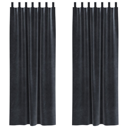 Zwart-Out Gordijnen 2 Stuks Fluweel Donkergrijs 140 x 225 cm met ophanglussen