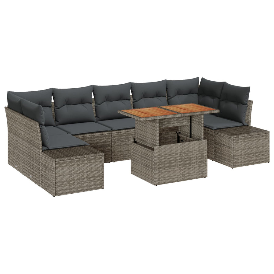 8-Delige Tuin Sofa Set Met Kussens Grijs Poly Riet