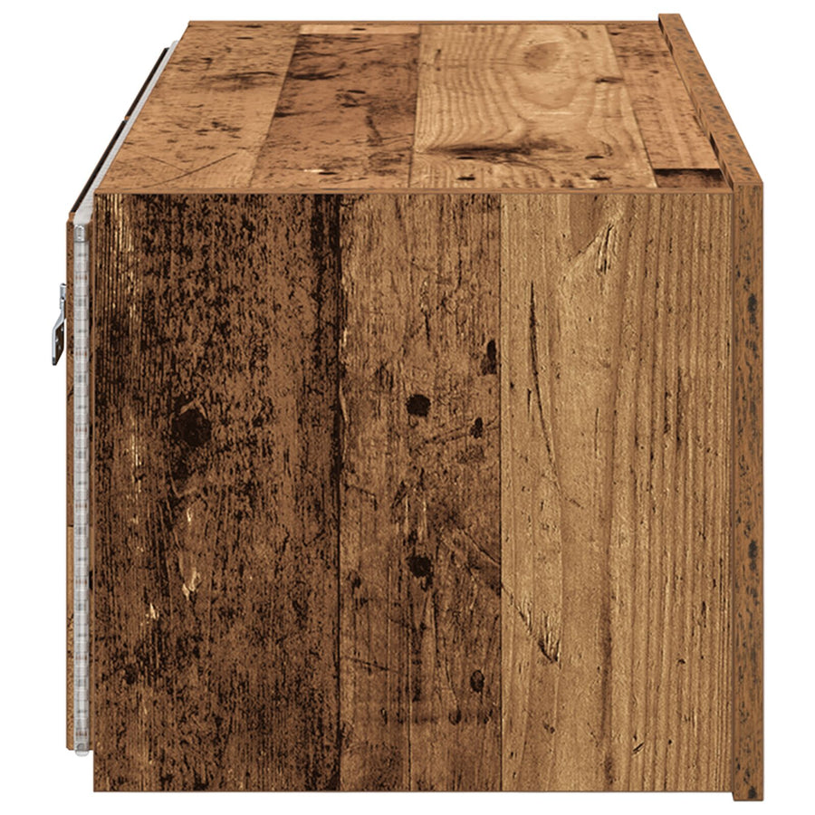 Tv Wandkast Met Led Verlichting Oud Hout 80X35X31 Cm