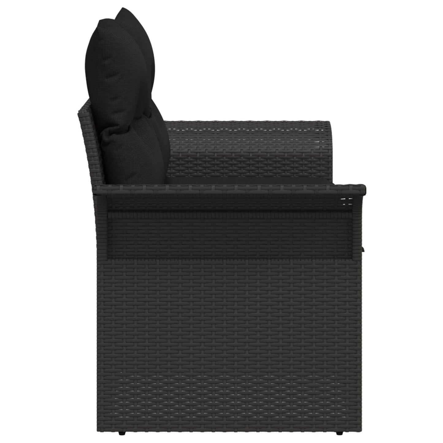 2-Zits Tuin Sofa & Kussens Poly Rattan Zwart met opslag