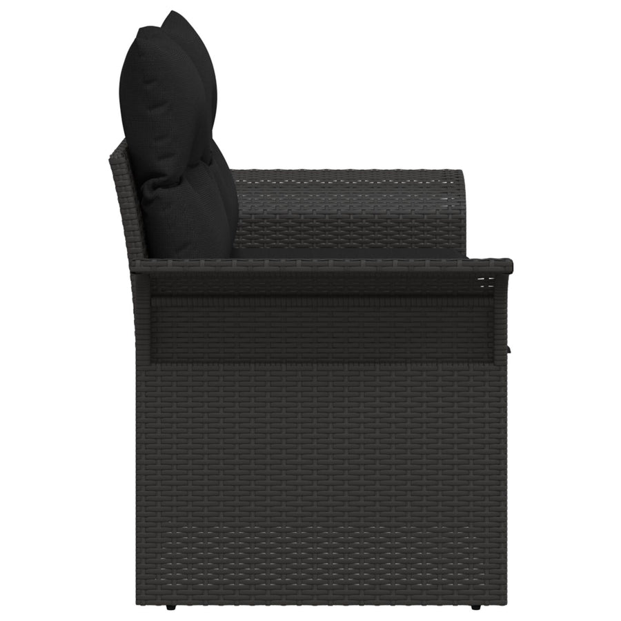 2-Zits Tuin Sofa & Kussens Poly Rattan Zwart met opslag