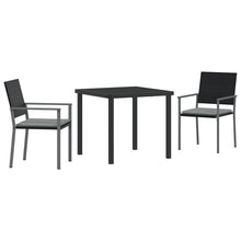 3-Persoons Tuin Eetset Met Kussens Zwart Poly Rattan