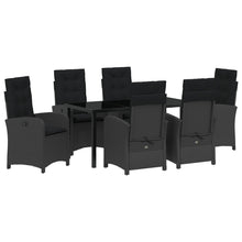 7-Delige Tuin Eettafel Set Met Kussens Zwart Poly Rattan