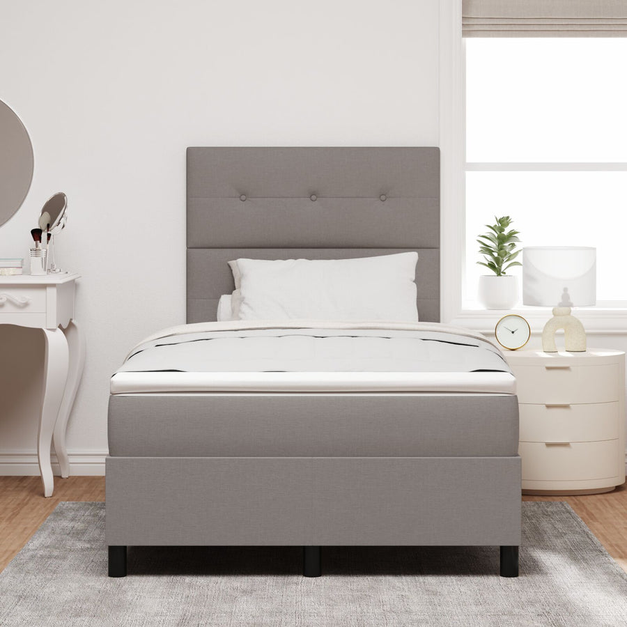 Boxspringbed Met Matras Taupe Klein Dubbel Stof Blauw