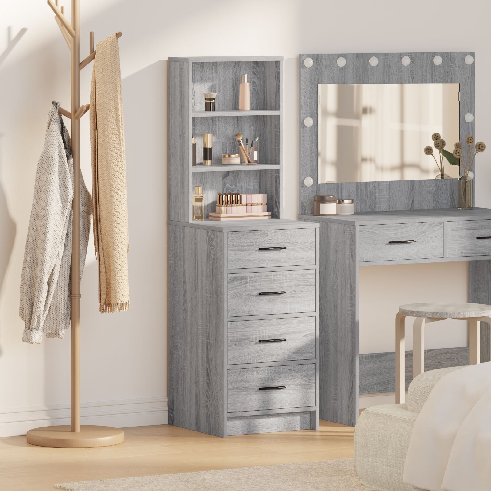 Highboard 40X41X135 Cm Bewerkt Hout Grijs sonoma
