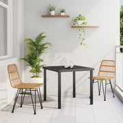 Garden Dining Set 3 pcs Brown Powder-Coated Steel