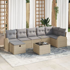 Sofa with storage cushions Beige and Light Grey poly rattan