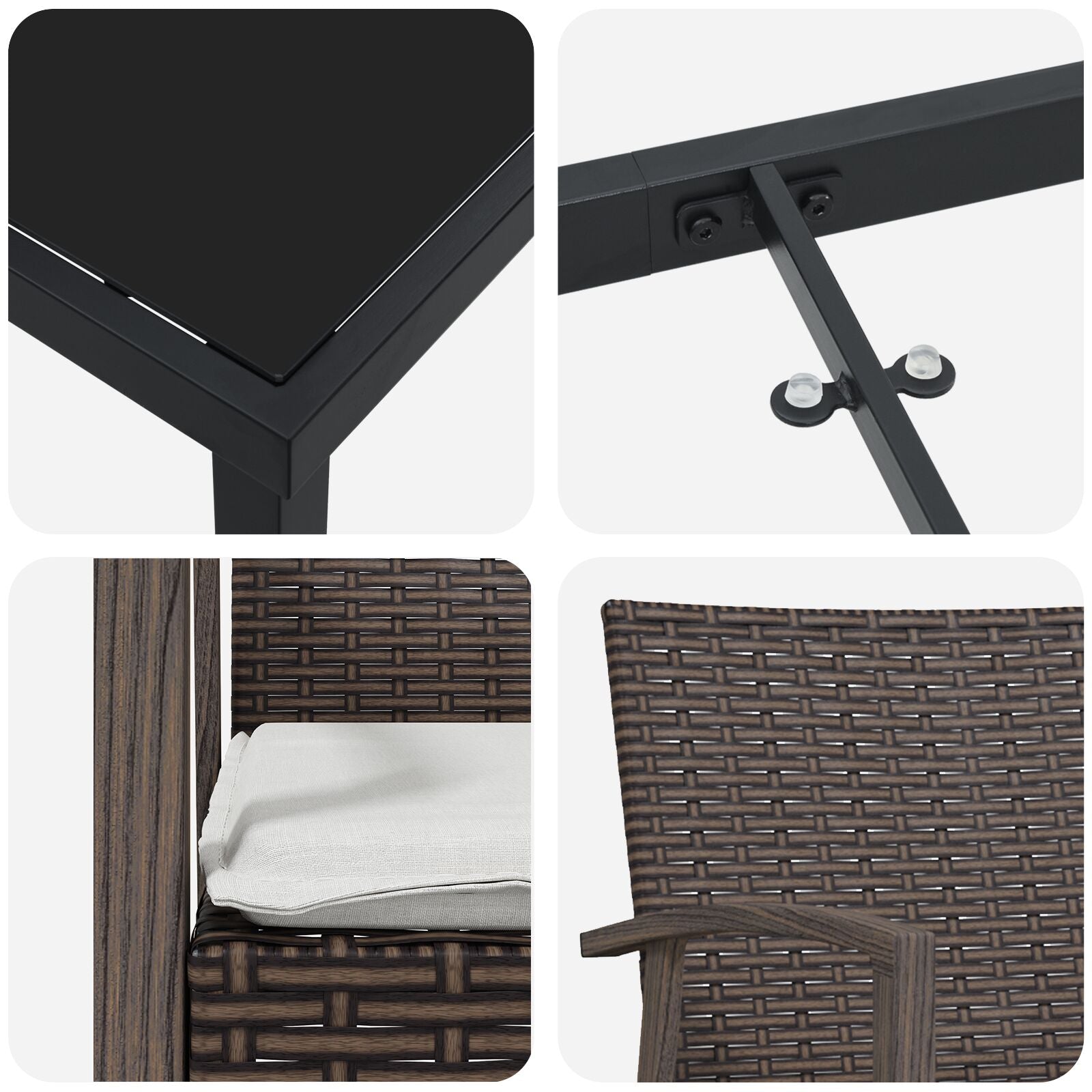 Set Van 2 Bruin Poly Rattan, Staal Duurzaam