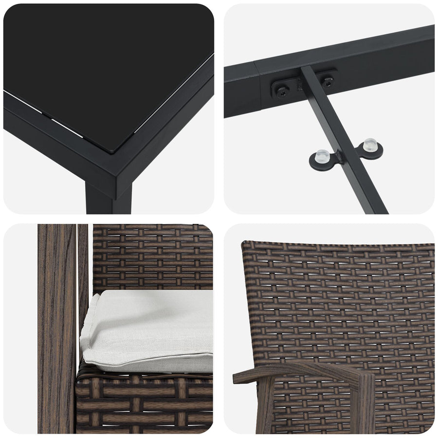 Set Van 2 Bruin Poly Rattan, Staal Duurzaam