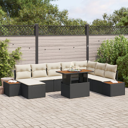 Tuinbankset Set Van 9 Crème Rattan Tuin Hoekbank Rechthoekig