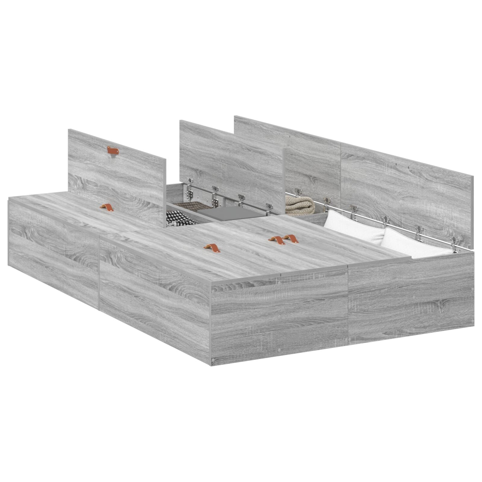Opbergbedframe Grijs Sonoma 120 x 190 cm