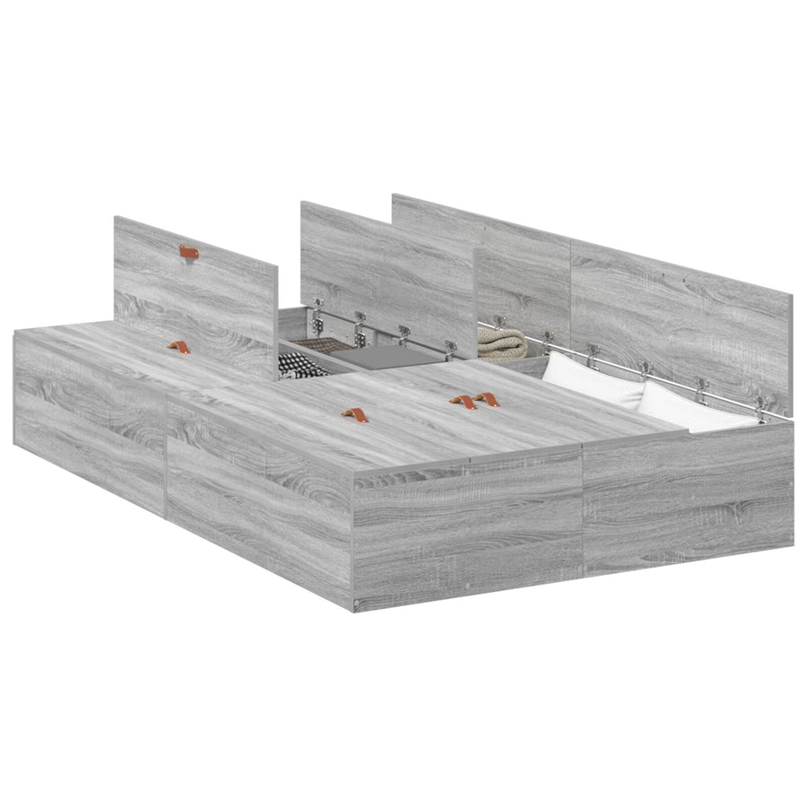 Opbergbedframe Grijs Sonoma 120 x 190 cm