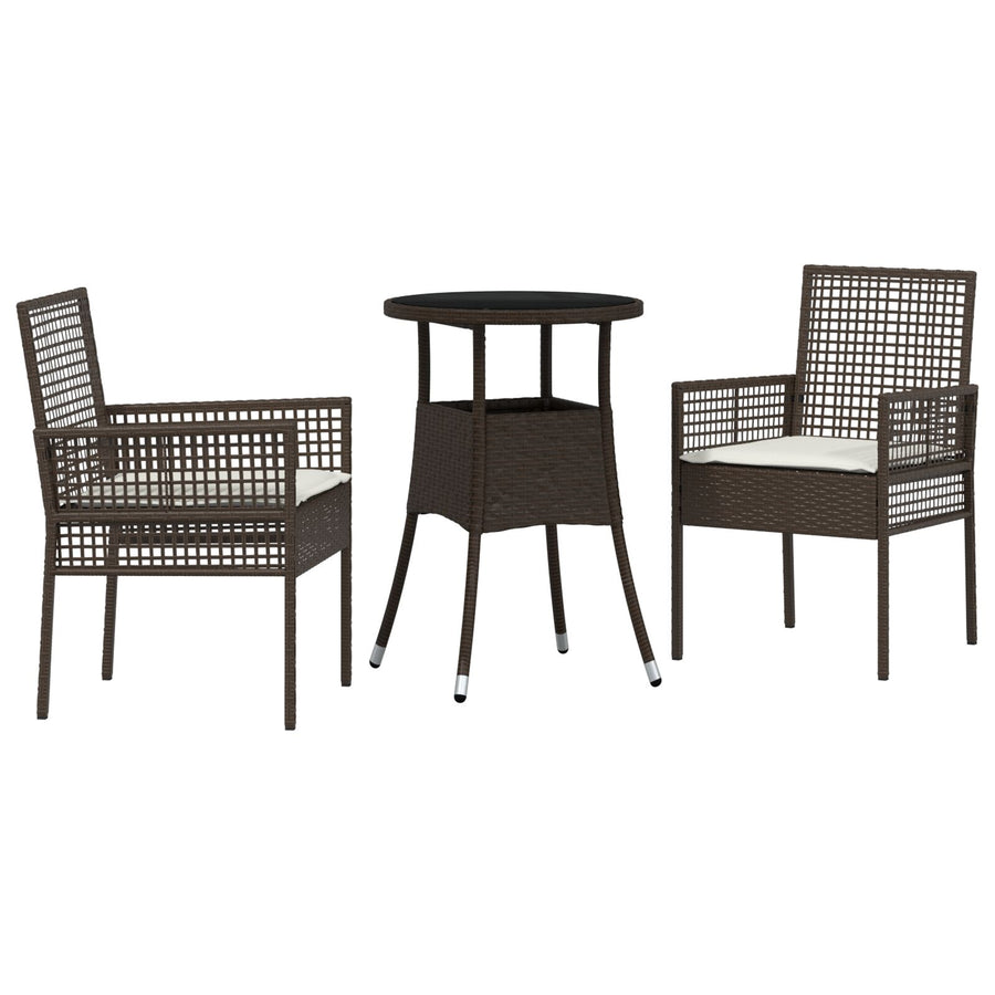 3-Delige Tuin Eettafelset Bruin Poly Rattan