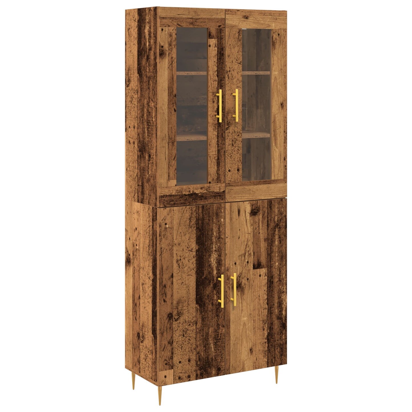 Hoogkast Oud Hout 69,5X34X180 Cm Kunststof Hout