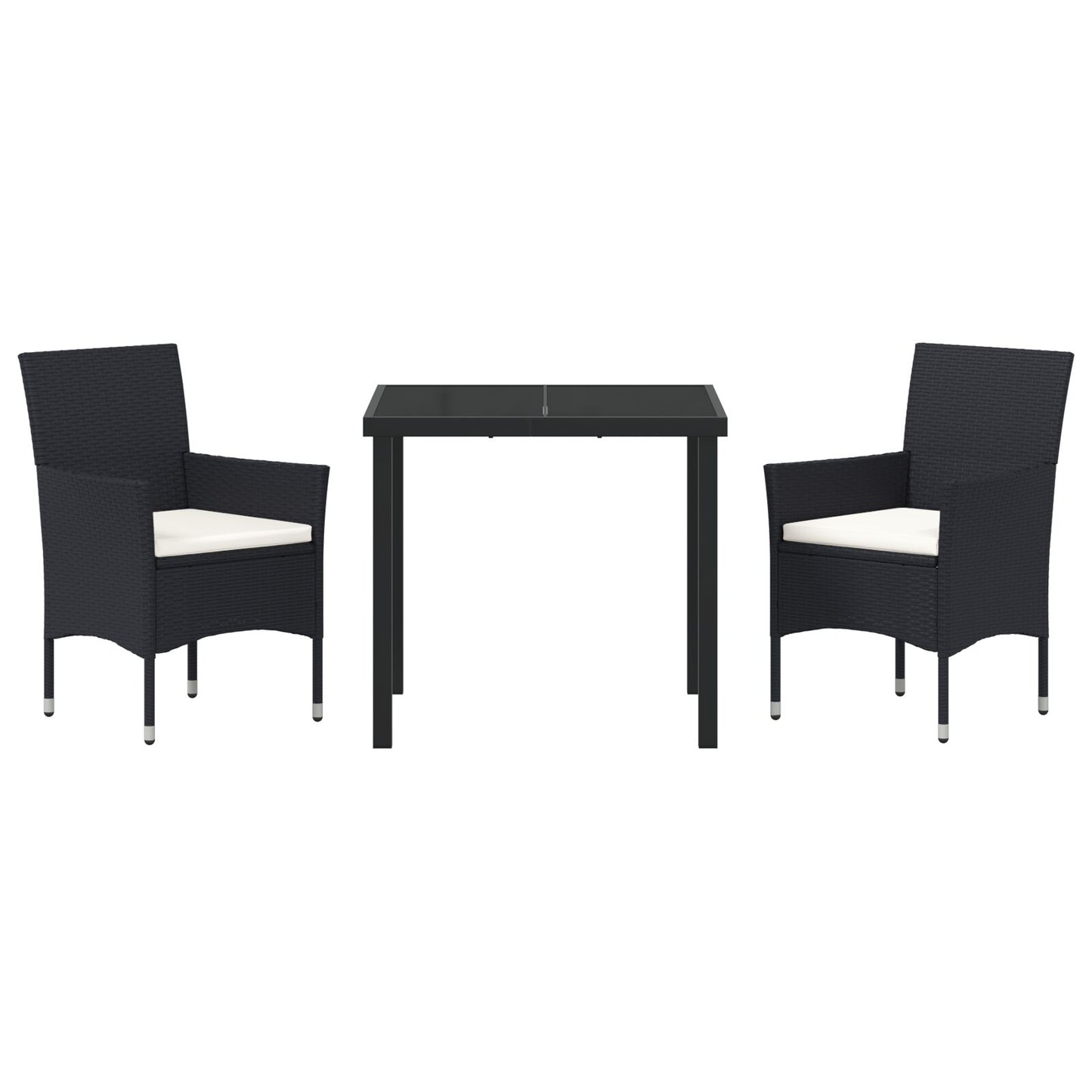 3-Delige Tuin Eet Set Zwart Poly Riet