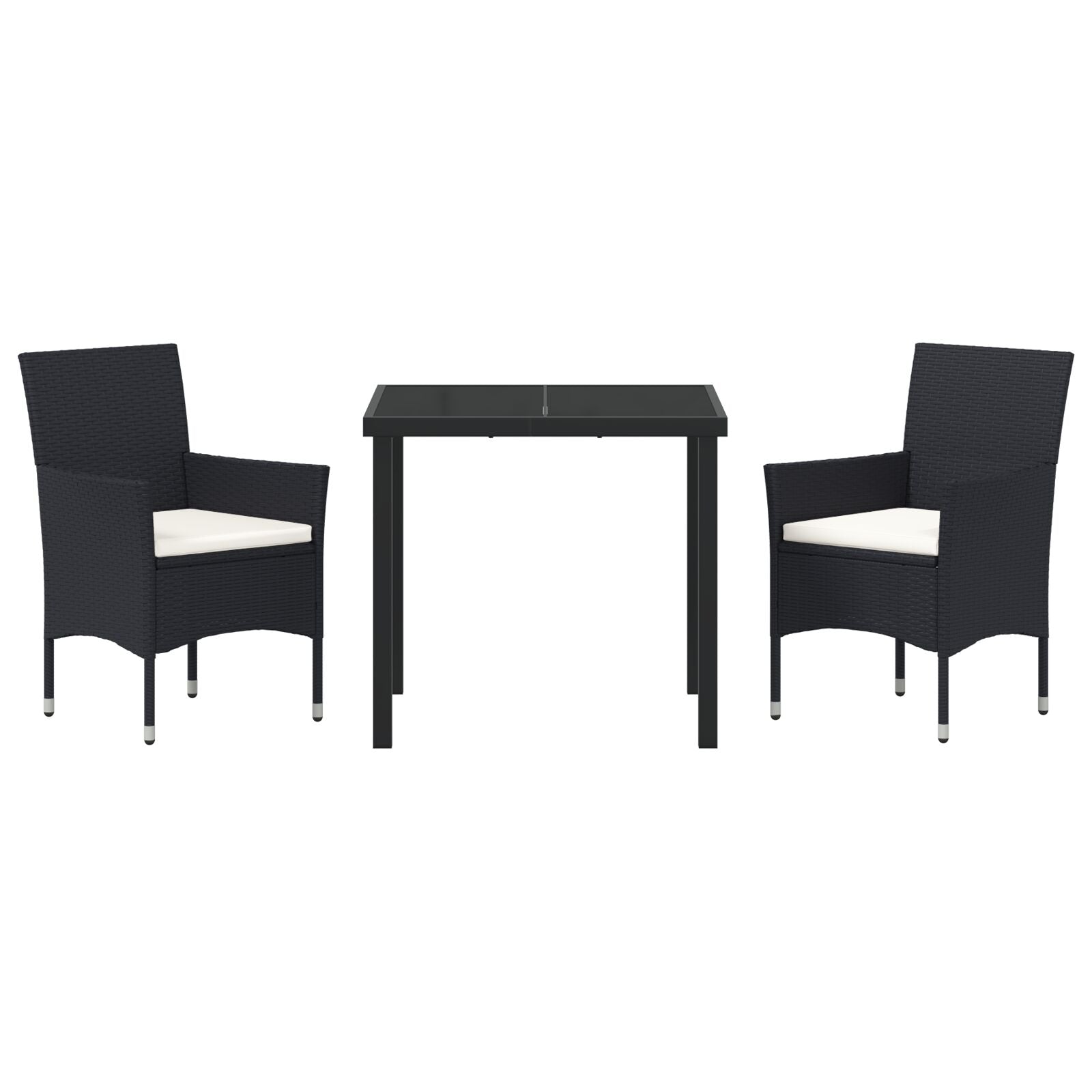 3-Delige Tuin Eet Set Zwart Poly Riet