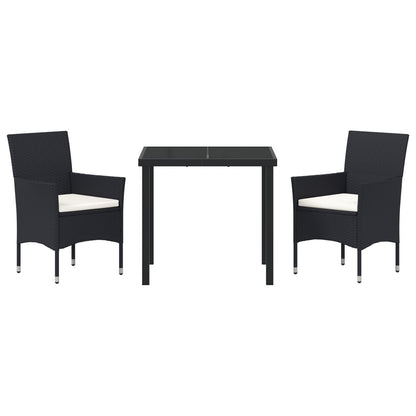 3-Delige Tuin Eet Set Zwart Poly Riet