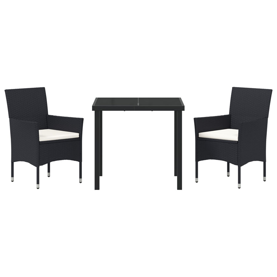 3-Delige Tuin Eet Set Zwart Poly Riet