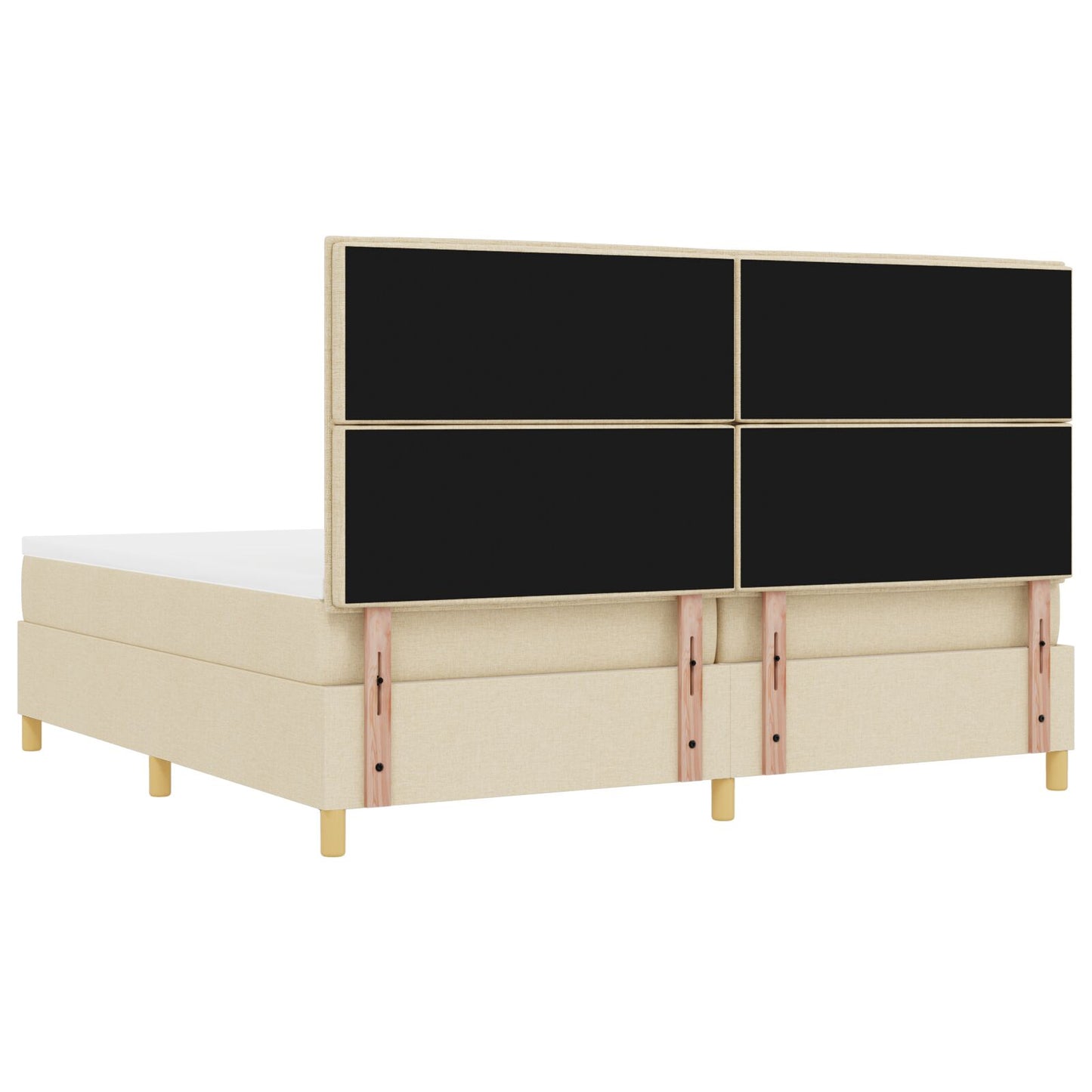 Boxspringbed Met Matras & Bank Stof Crème 200 x 200 cm Lijnen ontwerp