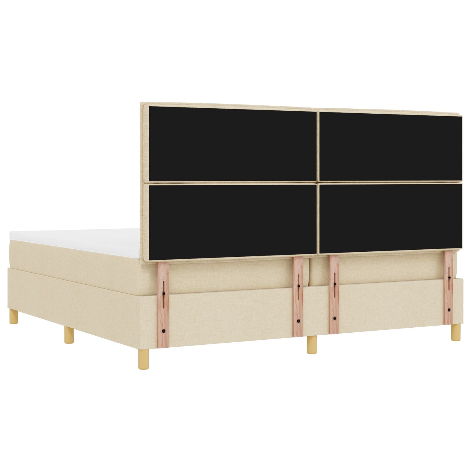 Boxspringbed Met Matras & Bank Stof Crème 200 x 200 cm Lijnen ontwerp